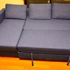 🛋️ IKEA L字型 ソファベッド（ブルー）譲ります｜価格相談OK｜すぐ受け渡し可の画像