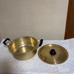 大判ステンレス両手鍋28cm深底火ガス専用中古美品の画像