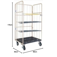 ロールボックス カゴ台車 MPR-1C 800W×600D×1700H (MPR-1本体+メッシュ中間棚2枚)の画像