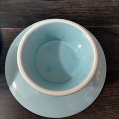 【中古】青白磁　高台刺身鉢　丸千代口　８セット　刺身皿　千代口　刺身鉢　薬味皿　醤油皿　珍味皿の画像