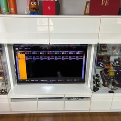 60型テレビおまけ・ライトアップ照明付、壁面収納テレビボード、テレビ台の画像