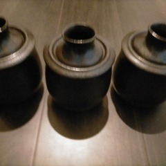 【中古】銀黒酒燗器　3個まとめて　熱燗 酒器　徳利の画像