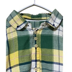 VOO チェックワークシャツ 緑×黄 チェック柄 (Ｓ～M相当)の画像