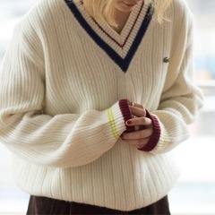 ラコステ Vネック リブニット セーター LACOSTE AH3133-10 メンズ チルデンセーターの画像