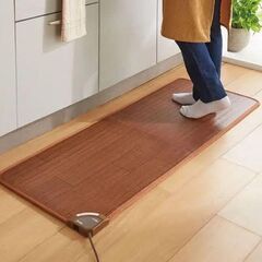 防水電気テーブル マット　木目 ホット電気カーペット キッチンマットの画像