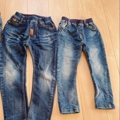 120cm男の子ウエストゴム裏起毛カーゴパンツ&デニムまとめ売り　4点セット売りの画像
