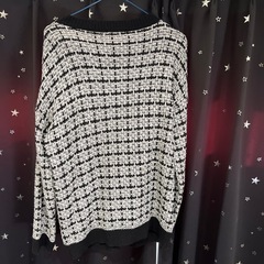 ツイード風カーディガン ブラック・ホワイトの画像