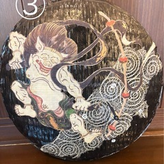 【1点もの】一閑張り　ハンドメイド　掛け時計　風神雷神　和雑貨　インテリア　生活雑貨の画像