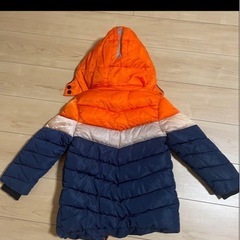 ダウンコート 130サイズ オレンジ/ネイビーの画像