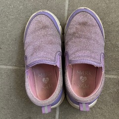 19センチ　子供靴　紫ラメの画像