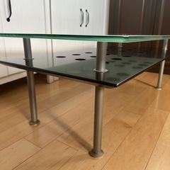 ガラス製 ローテーブル 55×105cmの画像