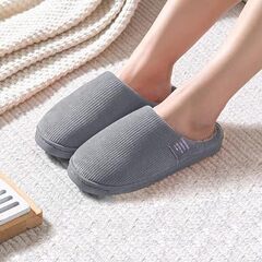【新品】スリッパ ルームシューズ 室内履き 滑り止め 冬用スリッパ あったか 防寒(グレー色 ) JSの画像