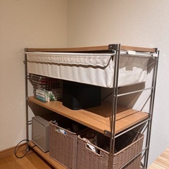 【引越しにつき急募】無印良品　ステンレスユニットシェルフ　オーク材の画像