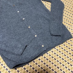 【AOKI】LES MUESウール100%リブカーディガン S グレー 手洗い可の画像
