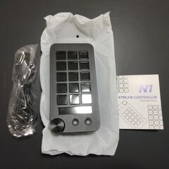新品未使用(開封、確認のみ）ストリームコントローラーデック ショートカットキーボード 左手デバイス ショットカットキー/電卓/テンキー三つのモード搭載 15個のカスタマイズ可能なマクロキー 大きなダイヤル装備 仕事効率化デバイスOBS/PowerPoint/Excel/Word/Photoshop/Adobe Premiere Pro対応Windows 10/Mac14.0対応 (N1 ブラック)の画像