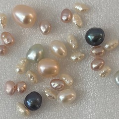 淡水パールミックス　30粒　両穴　ハンドメイド素材　作品作りの画像
