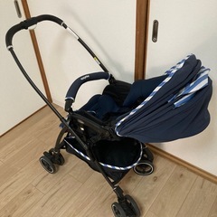 AB型ベビーカー　アップリカ ラクーナエアー AC  オート4輪 両対面 レインカバー付きの画像