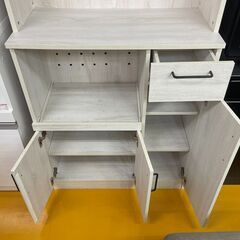 【リサイクルサービス八光】幅79　ナフコ　ホワイトウォッシュ木目調　食器棚の画像