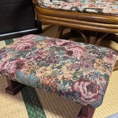 籐（ラタン）アームチェア＋オットマン セット｜昭和レトロ・和室に合う椅子の画像