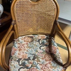 籐（ラタン）アームチェア＋オットマン セット｜昭和レトロ・和室に合う椅子の画像