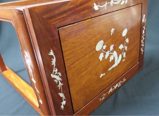激安高級唐木＊螺鈿細工＊花鳥文＊小型スツール＊花台＊美品　紫檀　花梨