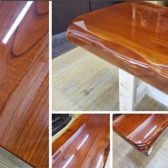★最高級 欅 無垢材 希少 一枚板 ダイニングテーブル 高級感 レジン仕上げ 脚付き★引取り大歓迎の画像