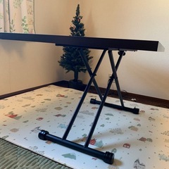 【美品】昇降式テーブル（幅120×奥80cm）ガス圧式で片手操作可／来客用セカンドテーブルに！の画像
