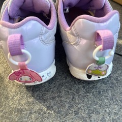 キッズスニーカー 17.5cm ラベンダー×リボン 女の子 靴の画像