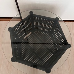 コーヒーテーブル黒　ガラス付きの画像