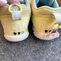 「キッズスニーカー 16.5cm イエロー×水色 女の子 靴の画像