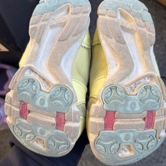 「キッズスニーカー 16.5cm イエロー×水色 女の子 靴の画像