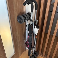 ベビーカー バギー ドット柄 ブラウン ピンク 折りたたみ式　軽量の画像