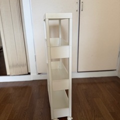 スリム ホワイト キャスター付き収納ワゴンの画像