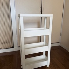 スリム ホワイト キャスター付き収納ワゴンの画像