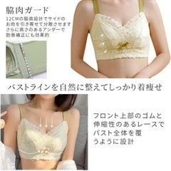 胸を小さく見せるブラ ブラジャー 着痩せ 高通気 肌に優しい ノンワイヤーブラ 薄型パッド 大きな胸を小さく 脇高 補正ブラ 背中スッ… Mの画像