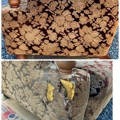 昭和レトロ ベロア ソファ 3人掛け 花柄 ヴィンテージ vintage 古家具の画像