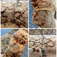 昭和レトロ ベロア ソファ 3人掛け 花柄 ヴィンテージ vintage 古家具の画像