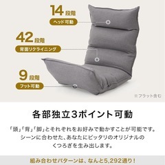 lowya座椅子 低反発 42段ギア 3ポイント可動 リクライニング ソファ生地の画像