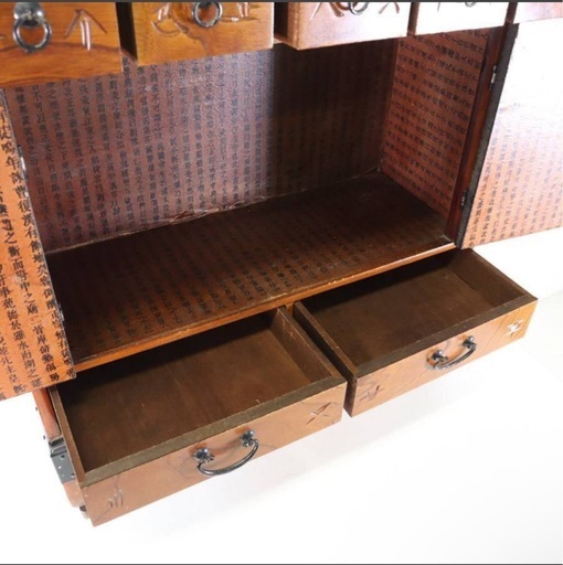 李朝家具 欅 彫り文字 20杯 ヤクジャン 薬箪笥 小物入れ 引き出し 古