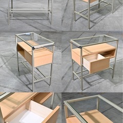 ★ 北欧スタイル ガラストップ シェルフ キャビネット コンソール 収納家具★の画像