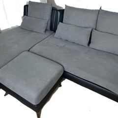 ニトリ/お得セット/オットマン付き/カウチソファ 布張りタイプ (ポーション2KD GY)の画像