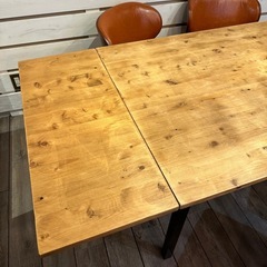 配送可能 DIYダイニングテーブルとチェア4脚のセット(アンティーク、木目調)の画像