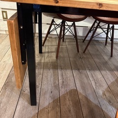 配送可能 DIYダイニングテーブルとチェア4脚のセット(アンティーク、木目調)の画像