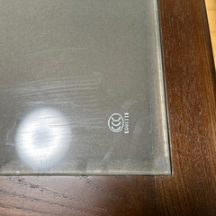 【後２日で処分& 今なら無料】ガラス天板 ローテーブル／センターテーブル（ダークブラウン）の画像