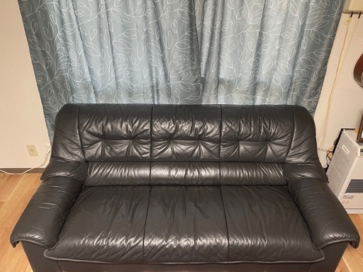 黒 レザー ソファ 3人掛け 卸売 シンプル モダン アームソファ トリプル