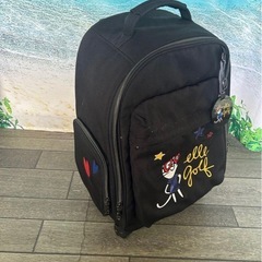 elle golf キャラクター刺繍 バッグ 黒の画像