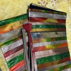 正絹袋帯　　レインボーカラーいかがでしようか？の画像