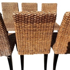 【6脚セット】アジアン風 ラタン　編み込みダイニングチェア／天然素材／ナチュラル家具 の画像
