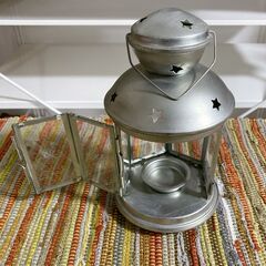 M718　IKEA キャンドルランタン シルバーの画像