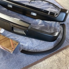 JB23W スズキ ジムニー  ショート フロントバンパー リアバンパー スキッドプレート 純正アーチモールセット マットブラック塗装済
の画像